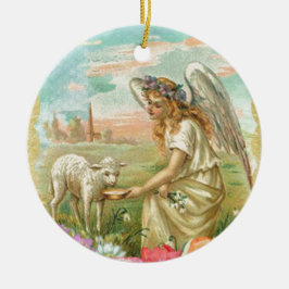 glad påsk ängel julgransprydnad keramik