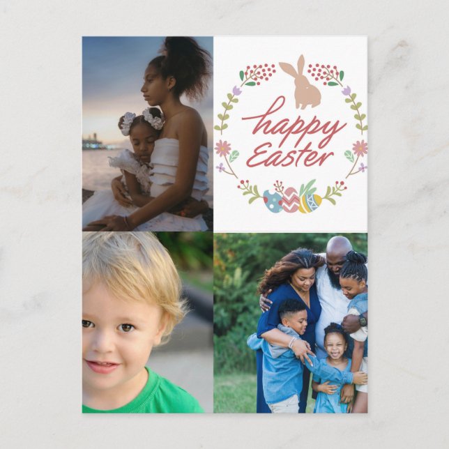 Glad påsk Anpassningsbar 3 Fotokollage Helg Vykort (Framsida)