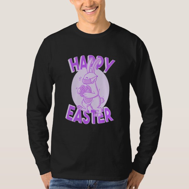Glad påsk Ansikte Mask Bunny Pastel Lila T Shirt (Framsida)