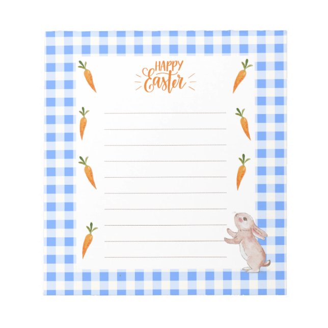 Glad påsk anteckningsblock med bunny och morötter. (Framsida)