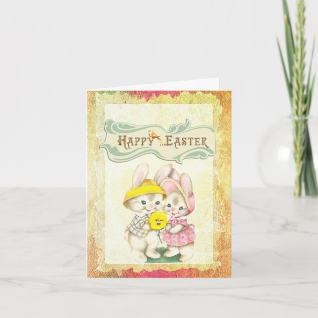 Glad påsk-antique bild på Påsk-kortet Kort (Framsida)