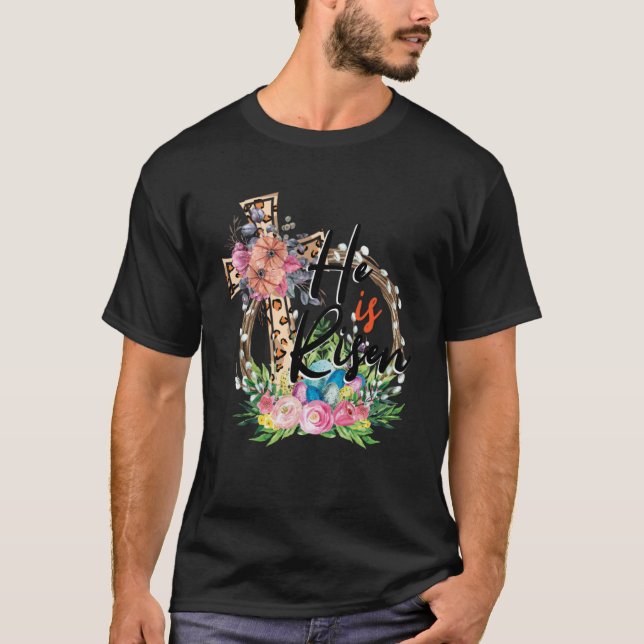 Glad påsk är den kor blommigt blomleopa t shirt (Framsida)