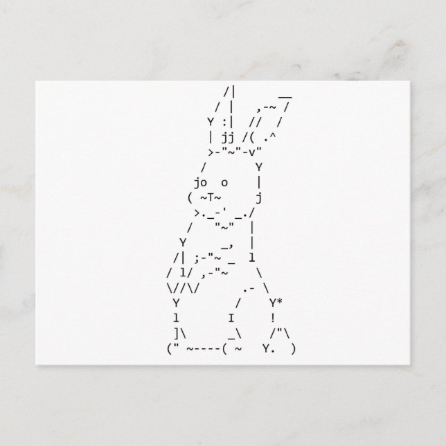 Glad påsk ASCII Bunny Art Helg Vykort (Framsida)