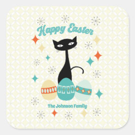 Glad påsk, atomtid, nuårhundradets moderna katt fyrkantigt klistermärke