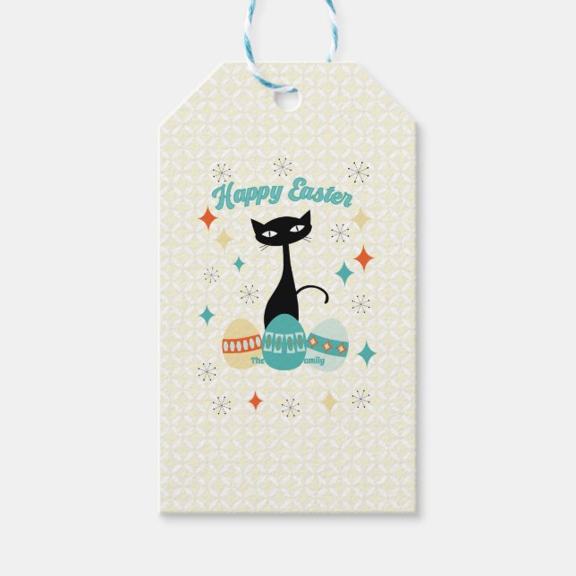Glad påsk, atomtid, nuårhundradets moderna katt presentetikett (Framsidan)