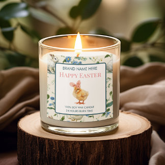 Glad Påsk Baby Chick Anpassat Ljusstickermärke Fyrkantigt Klistermärke