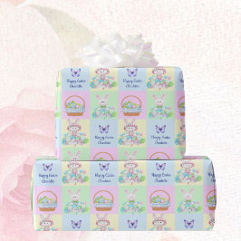 Glad påsk Baby Namn Soft Pastels Bunny Presentpapper