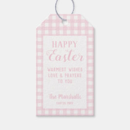 Glad påsk Baby Rosa Small Gingham Personlig Presentetikett