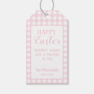 Glad påsk Baby Rosa Small Gingham Personlig Presentetikett
