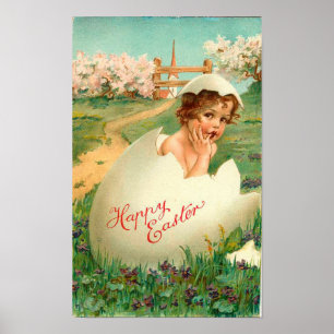 glad påsk Baby Vintage Poster