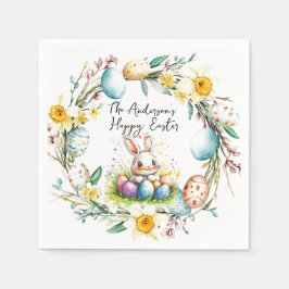 Glad påsk banny och blommigt Påsk Pappersservett