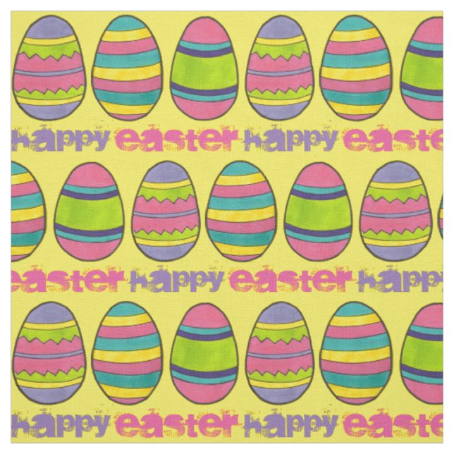 Glad påsk Basket målade ägg Hunt Eggs Tyg (Provkarta)