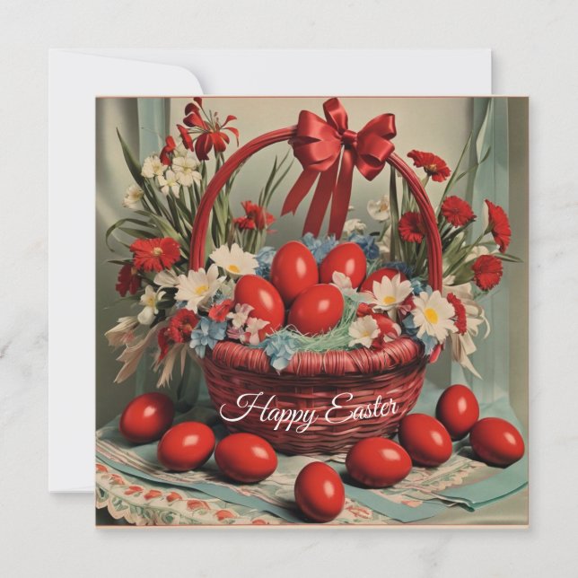 Glad påsk basket med ägg julkort (Framsida)
