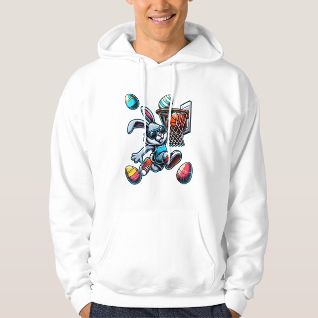 Glad påsk Basketpojkar Påskharen Rolig Ea Hoodie (Framsida)