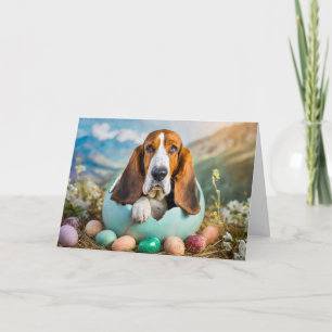 Glad påsk Bassett hound hund Helgkort