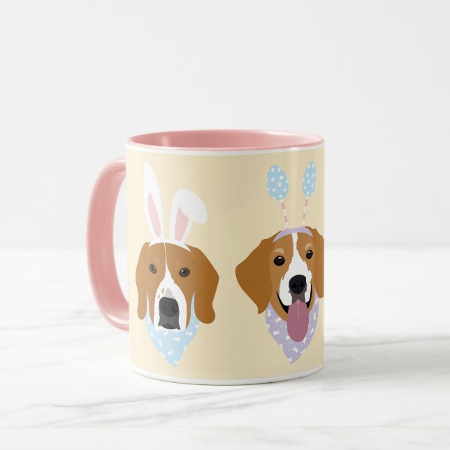 Glad påsk Beagle Hundar Mugg (Framsida vänster)