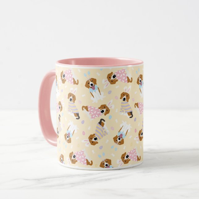 Glad påsk Beagle Hundar Mugg (Framsida vänster)