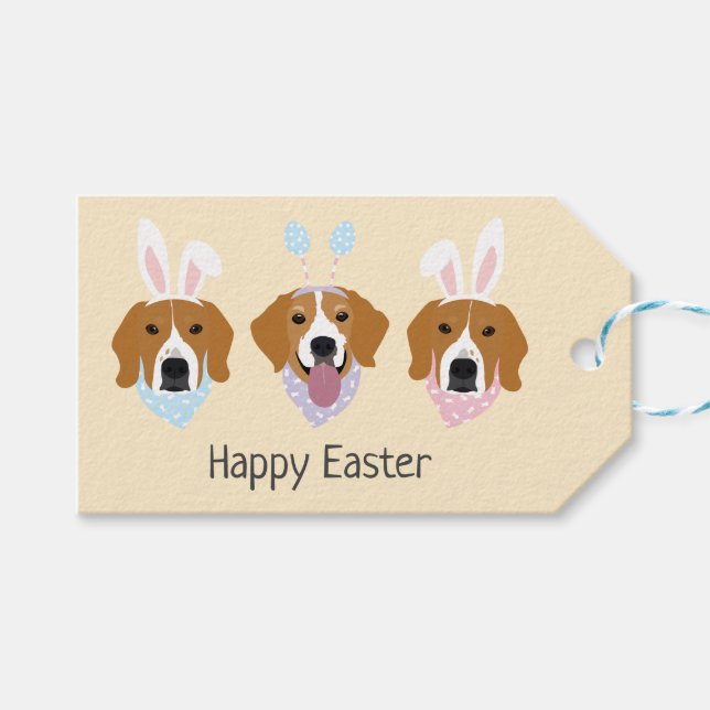 Glad påsk Beagle Hundar Presentetikett (Framsidan (Horisontell))