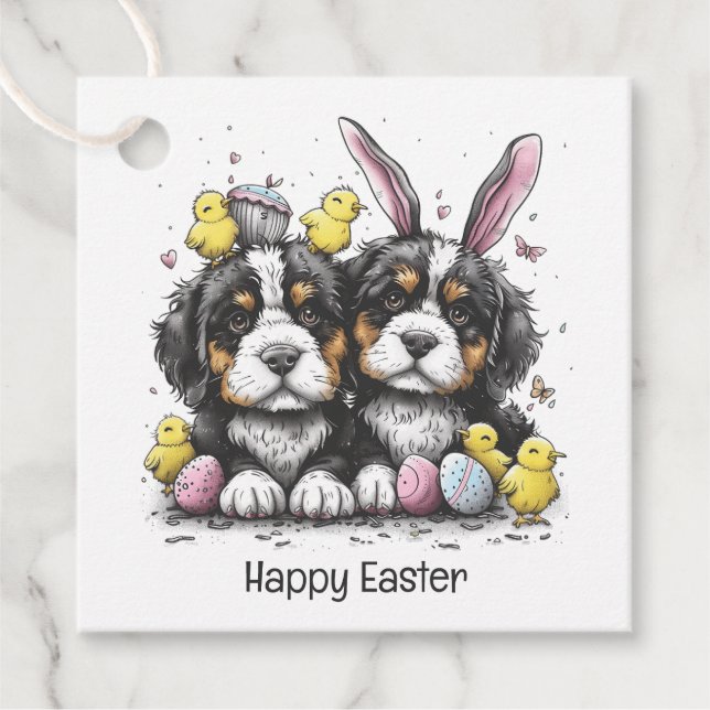 Glad påsk Bernese Mountain Hundar Gåvor Etiketter (Framsida)