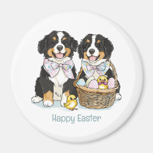 Glad påsk Bernese Mountain Hundar Magnet