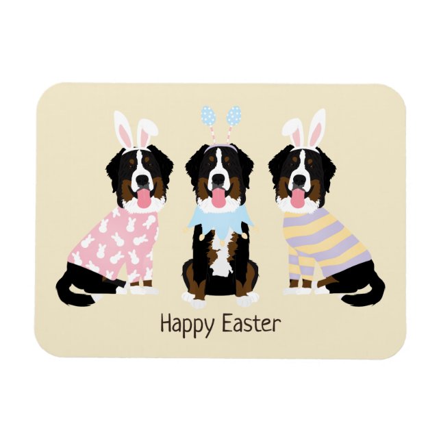 Glad påsk Bernese Mountain Hundar Magnet (Horisontell)