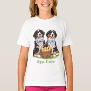 Glad påsk Bernese Mountain Hundar T Shirt