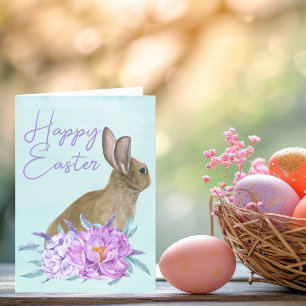 Glad påsk Bevackra Bunny Rabbit Pastel Blommigt Helgkort