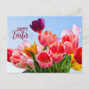 Glad påsk Bevackra Tulip Flowers Helg Vykort