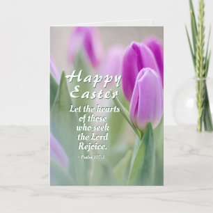 Glad påsk Bible Verse Rosa Tulips Helgkort