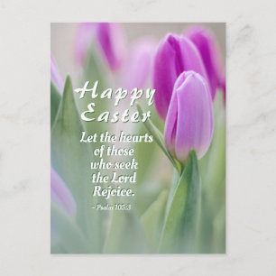 Glad påsk Bible Verse Rosa Tulips Vykort
