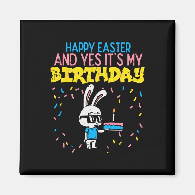 Glad påsk Birthday Bunny Cake Bday Party Boys G Magnet (Framsidan)