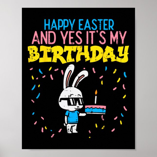 Glad påsk Birthday Bunny Cake Bday Party Boys G Poster (Framsidan)