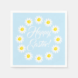 Glad påsk blå skript, söt daisy, glad roligt pappersservett