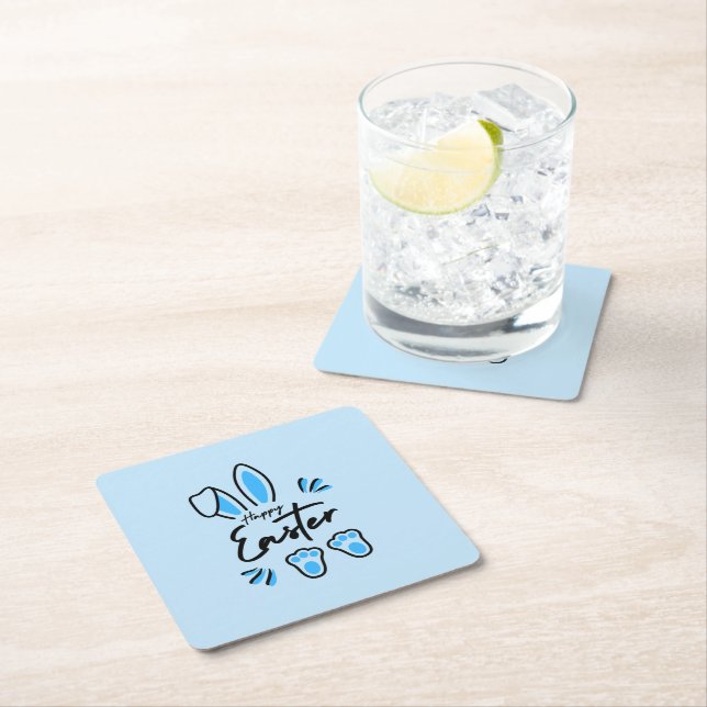 Glad påsk blå underlägg papper kvadrat (Insitu)