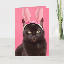 Glad påsk Black Cat i Bunny Öron Helgkort
