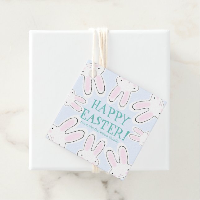 Glad påsk blek blå söt peekbunnies lustigt gåvor etiketter (På plats)