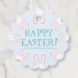 Glad påsk blek blå söt peekbunnies lustigt gåvor etiketter