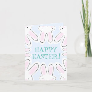 Glad påsk blek blå söt peekbunnies lustigt helgkort