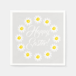 Glad påsk blek grått-skript söt daisy glad pappersservett