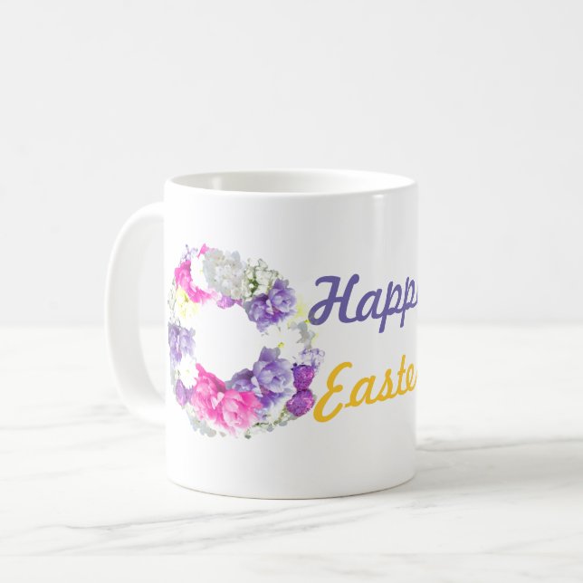 Glad Påsk Blommig Krans Mugg (Framsida vänster)