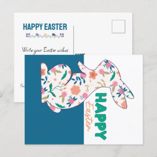 Glad påsk Blommigt Bunny Editable Vykort