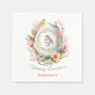 Glad påsk Blommigt Påskägg Personlig Napkin Pappersservett