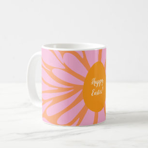 Glad påsk blommigt sprängde orange ägg kaffemugg