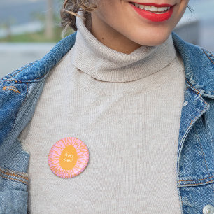 Glad påsk blommigt sprängde orange ägg knapp
