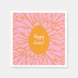 Glad påsk blommigt sprängde orange ägg pappersservett