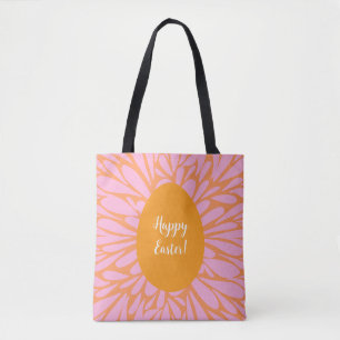 Glad påsk blommigt sprängde orange ägg tygkasse