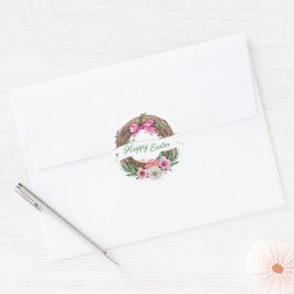 Glad påsk Blommigt Utandning och Ribbon Anpassade Runt Klistermärke
