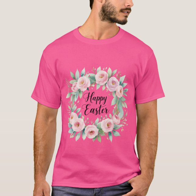 Glad påsk - Blommigten Vattenfärg T Shirt (Framsida)