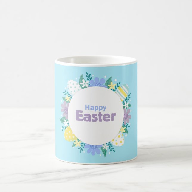Glad Påsk Blommor och Ägg  Kaffemugg (Center)