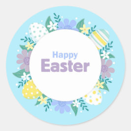 Glad Påsk Blommor och Ägg Runt Klistermärke